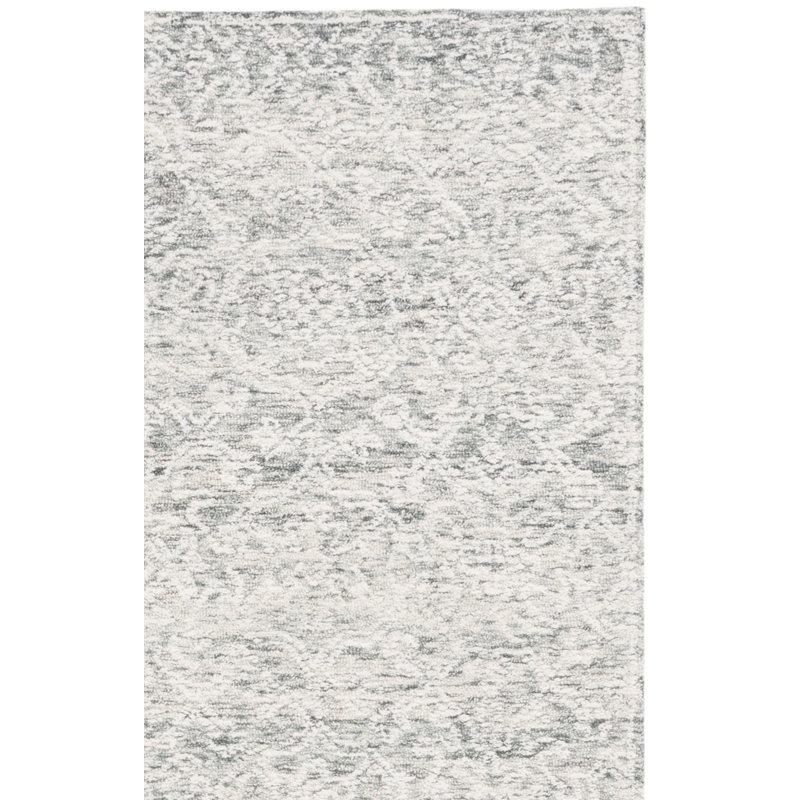 Tapis damassé en coton gris / ivoire Ranod, Tapis de couloir 2 pi 3 po x 9 pi