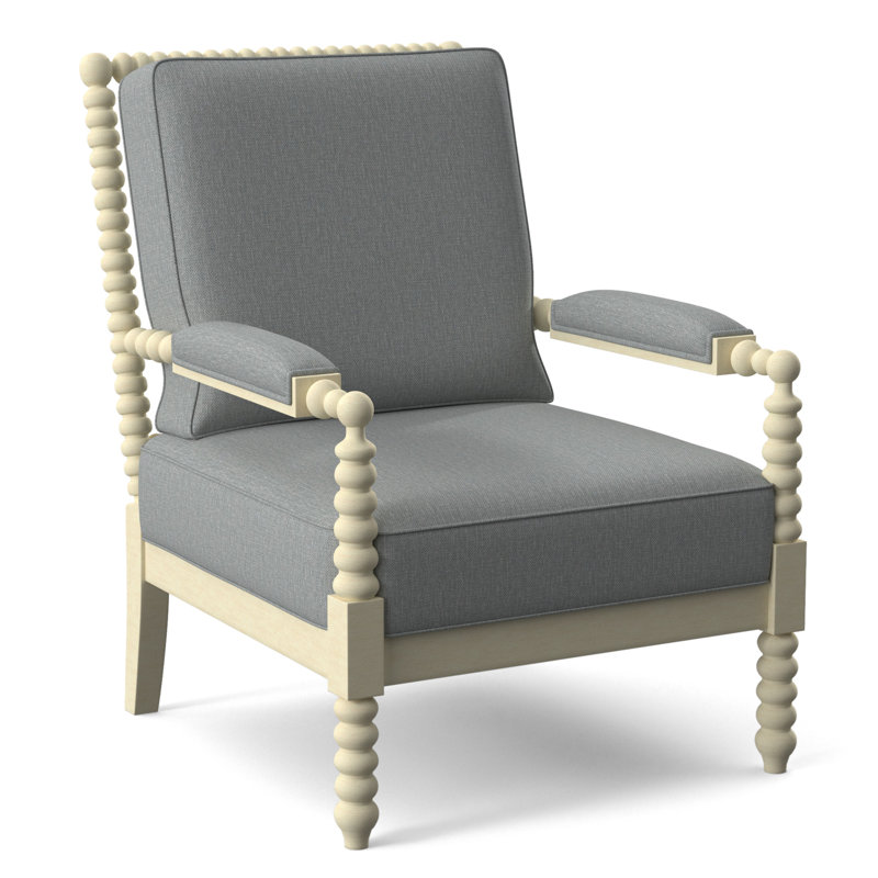 Fauteuil Jamilla Sabrina, Finition bisque, Tissu performance bleu clair 0851-55
