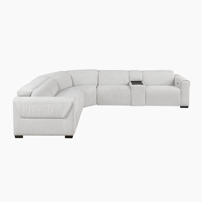 Canapé modulaire inclinable électrique en chenille de 137,5 po avec accoudoirs, prises USB et prises de courant et console pratique avec porte-gobelets.