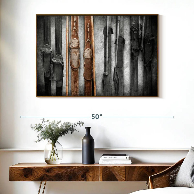 Collection de ski, Cadre flottant doré, 40 po x 27 po