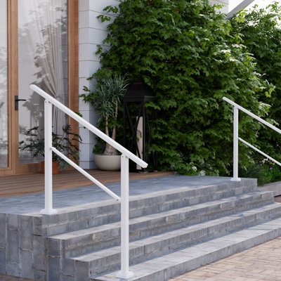 Rampes à main pour les marches extérieures, rampe d'escalier extérieure à 2 ou 3 marches, rampes à 3 marches pour les marches extérieures, blanc, paquet de 2