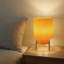 Lampe de table tambour moderne de 10 po avec abat-jour en tissu et base en bois, douille E12, interrupteur à intensité variable avec contrôle de la température de couleur, lampe décorative pour chambre à coucher, salon et hôtel-717154527