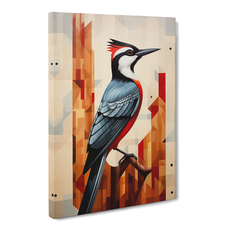 Woodpecker Geometric - Print, 60cm H x 40cm W x 3cm D