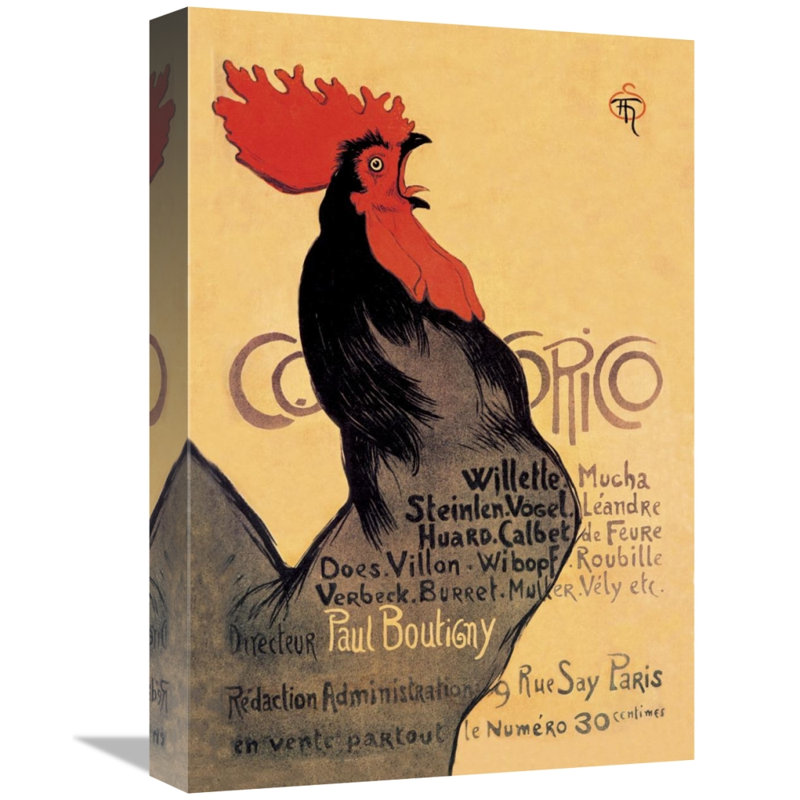 Cocorico par theophile alexandre steinlen-impression de publicités, H 36 po x l 24 po x P 1,5 po