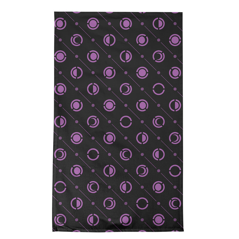 Torchon Moon phases, Noir / lilas, Croisé en coton
