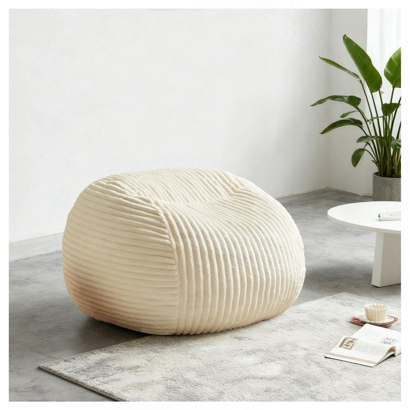 High-End Beige Adult Bean Bag Chair - Ultra Plush Memory Foam Lounge Sofa And Comfortable Reading Corner Chair, Suitable For Bedroom, Living Room, And Dormitory.
