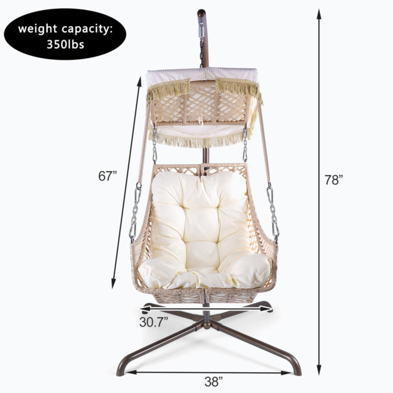 Balancelle avec support Menandros, Blanc / beige / café