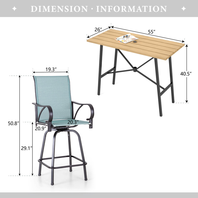 Ensemble de salle à manger à hauteur de bar 55,1 po Alyne