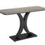 Table d'entrée de style industriel moderne, console compacte avec piètement en bois épais et incurvé, idéale pour le salon, le bureau ou le couloir. Longueur : 100 cm (39,4 po). Plateau design et lignes géométriques allongées.