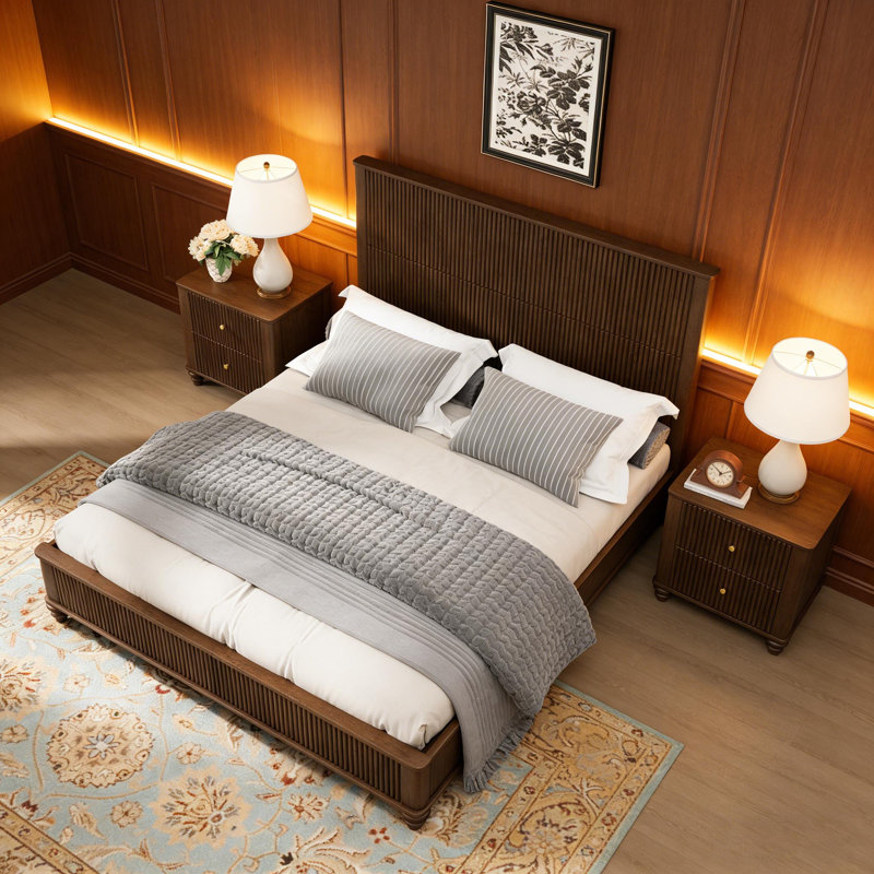 Base de lit en bois massif, Noyer