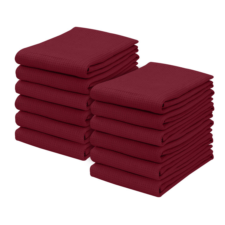 Dishcloth Tea & Kitchen Towels 100% Cotton Extra Large 15x29 Inches (Set of 6) Latitude Run Color: Burgundy