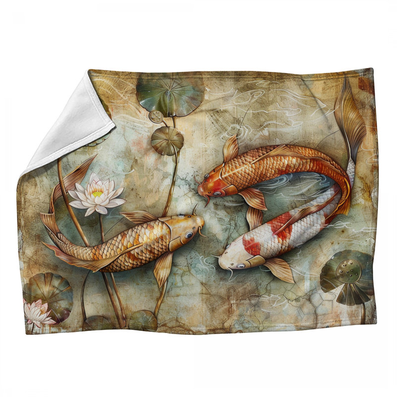 Jeté en molleton poisson - Jeté animal pour canapé ou lit, 60 po x 80 po