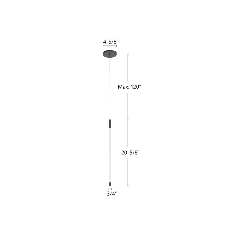 Motif 1 - Light LED Pendant, 20.625" H x 0.75" W x 0.75" D