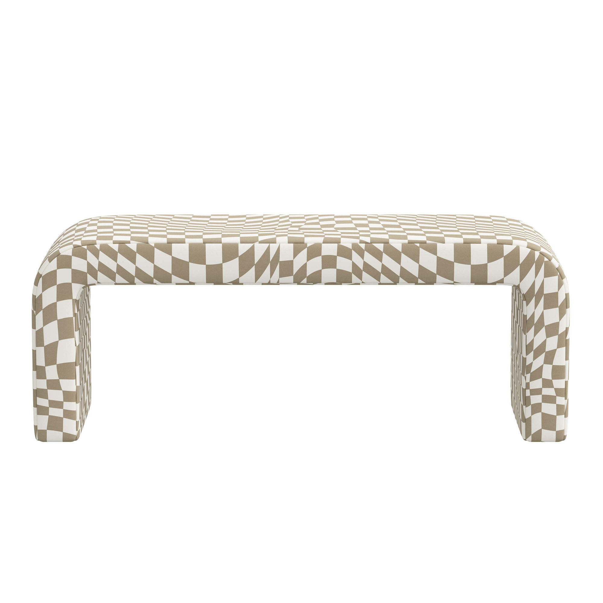 Barley Upholstered Bench, Groovy Tan Checkered