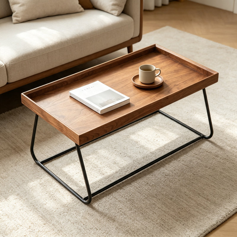 40. Table basse moderne en placage de noyer de 40 cm (16 po)
