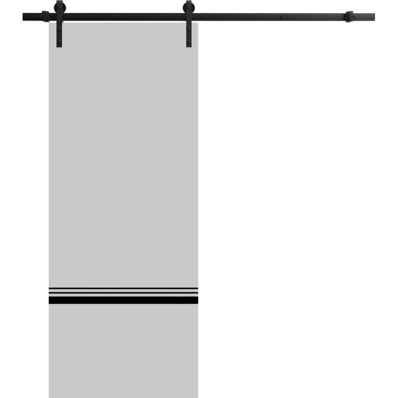 Porte de grange en bois massif massif, Gris mat, 42 po x 96 po