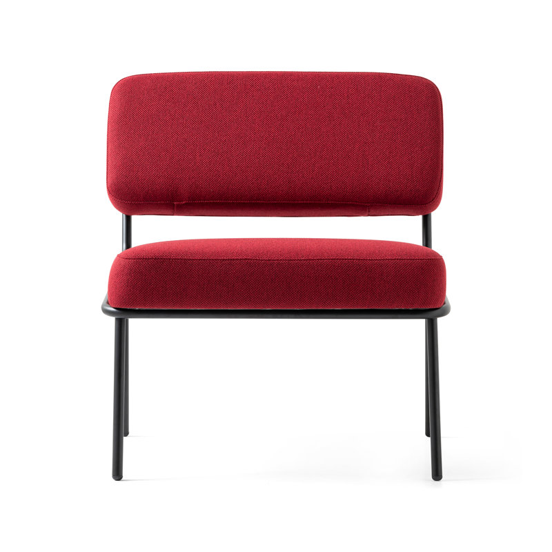 Chaise longue rembourrée Sixty, Bourgogne, Noir mat