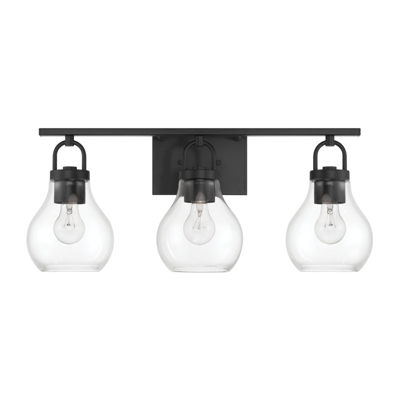 Éclairage pour meuble-lavabo noir mat 3 lumières Raylan, Noir mat, H 10,25 po x l 24 po x P 7,75 po
