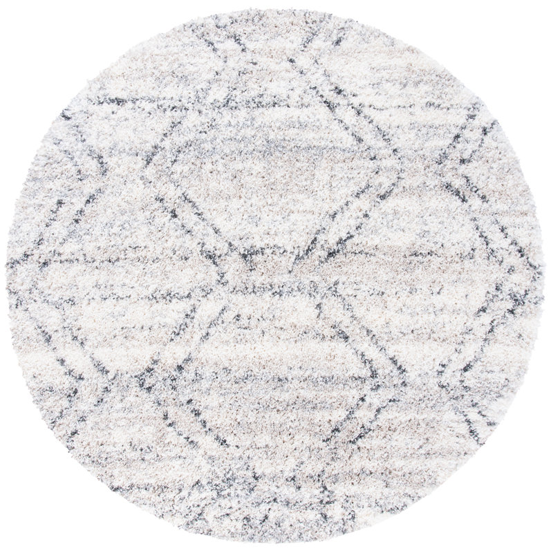 Tapis de couleur unie à poils longs Alessandrino 800 Performance, Rond 5 pi 3 po