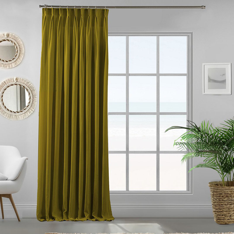 Room Darkening Single Curtain Panel, Olive Green, 65cm Width x 400cm Drop