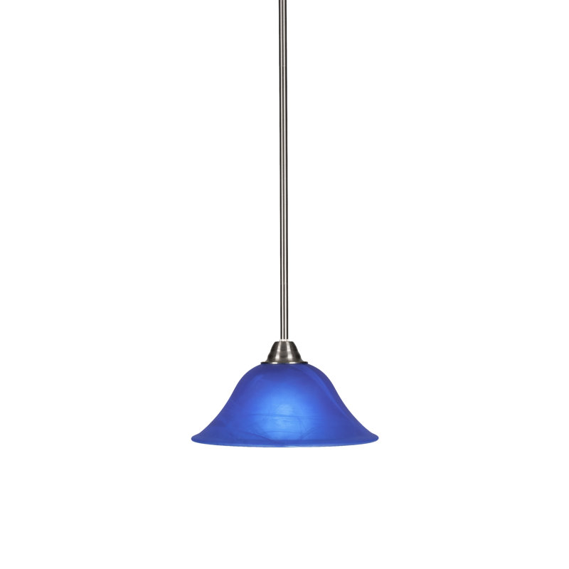 Luminaire suspendu sur pied avec verre italien bleu 10 po Achen Paramount, Bleu, Nickel brossé