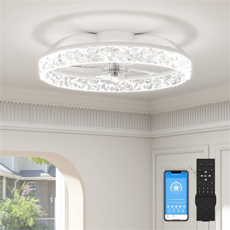 Ceiling Fan with LED Lights, Clear
