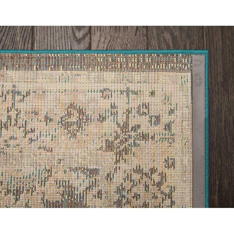 Kalf Navy Blue/Ivory Rug, Rectangle 66 x 91cm