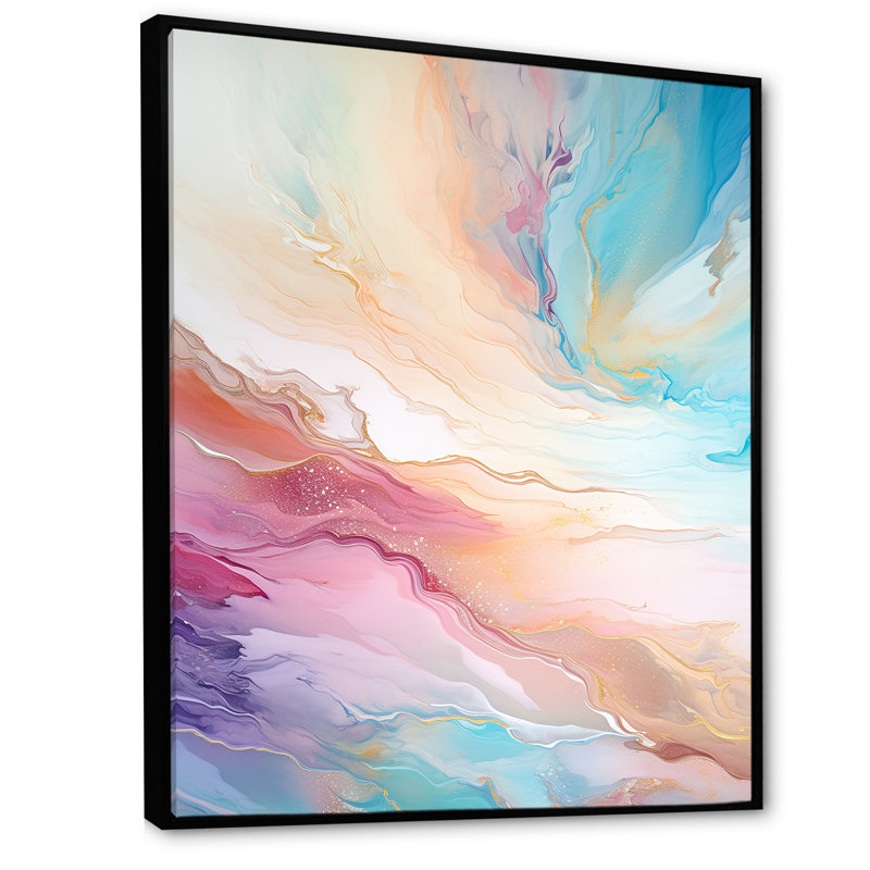 Décoration murale arc-en-ciel liquide Liquide Tide II, Cadre flottant noir, H 32 po x l 16 po x P 1 po
