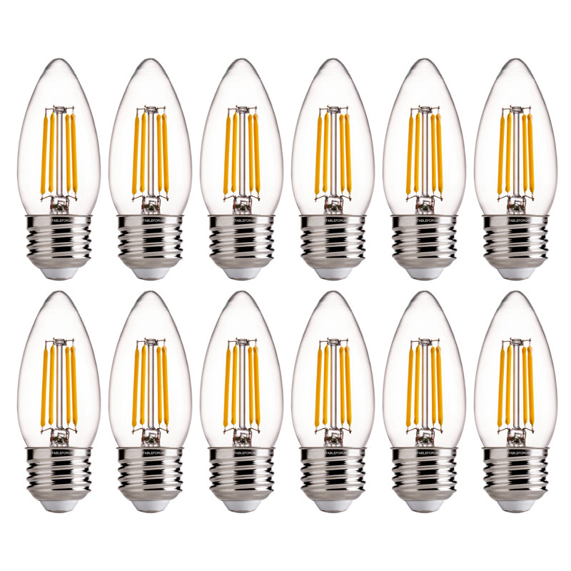 60 Watt Equivalent B11 LED Bulbs, E26 Candelabra Base, Dimmable, 2700K, 2700 Kelvins, 450 Lumens