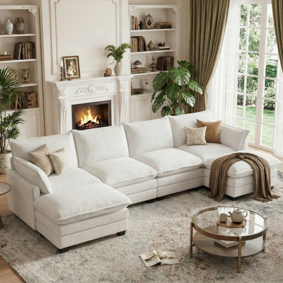 116.5'' Wide U-Shaped Sofa Apartment Storage 116.5" U Shaped Modular Sofa, Comfy Sectional Couch with Moveable Ottoman for Living Room