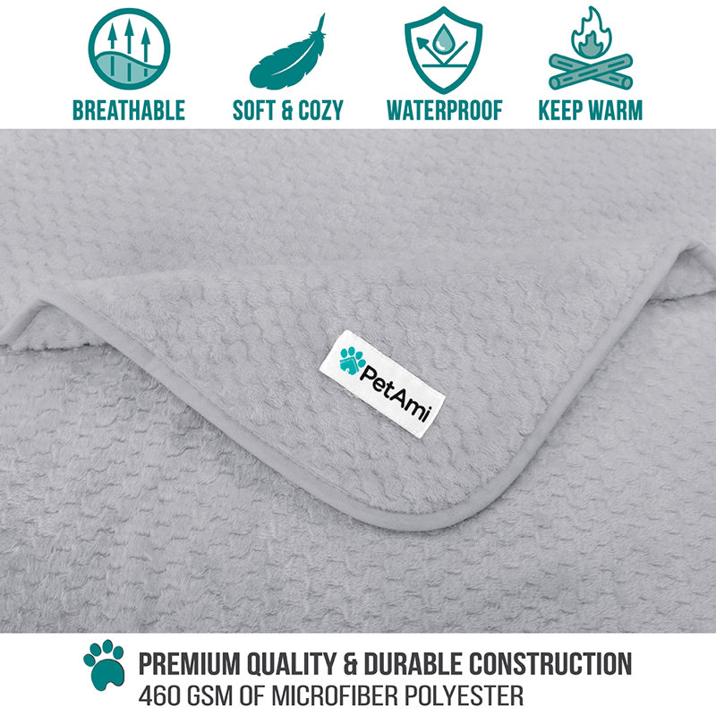 Medium Light Gray Waterproof Fleece Dog Blanket