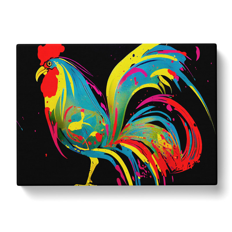 Painted Rooster Abstract - Wrapped Canvas, 35cm H x 50cm W x 3cm D
