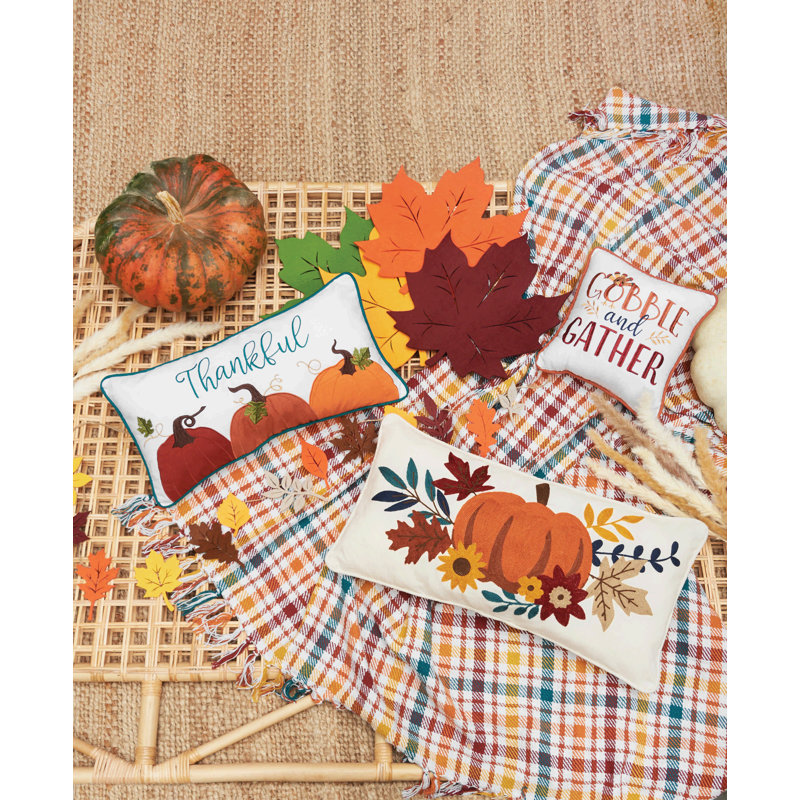 Autumn Pumpkin Chain Stitch Throw Pillow
