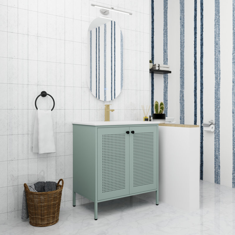 Meuble-lavabo simple avec plateau 30,02 po Yianna, Vert menthe