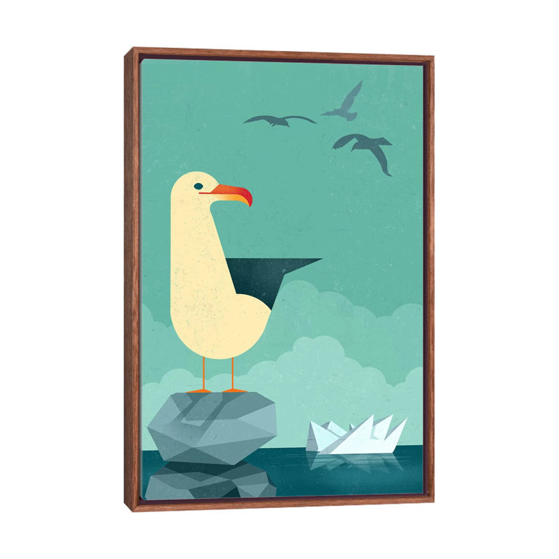 Seagull by Dieter Braun - Print on Canvas, Classic Brown Wood Framed, 101.6 cm H x 66.04 cm W
