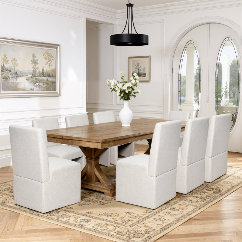 Chaise de salle à manger rembourrée, Beige
