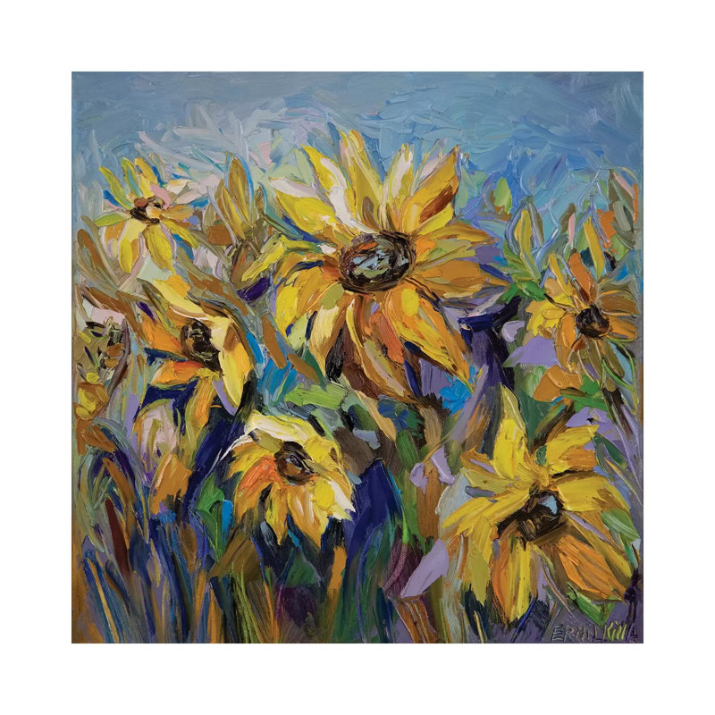 Sunflowers 1 Piece Painting on Canvas, 66.04 cm H x 66.04 cm W x 1.91 cm D, Wrapped Canvas
