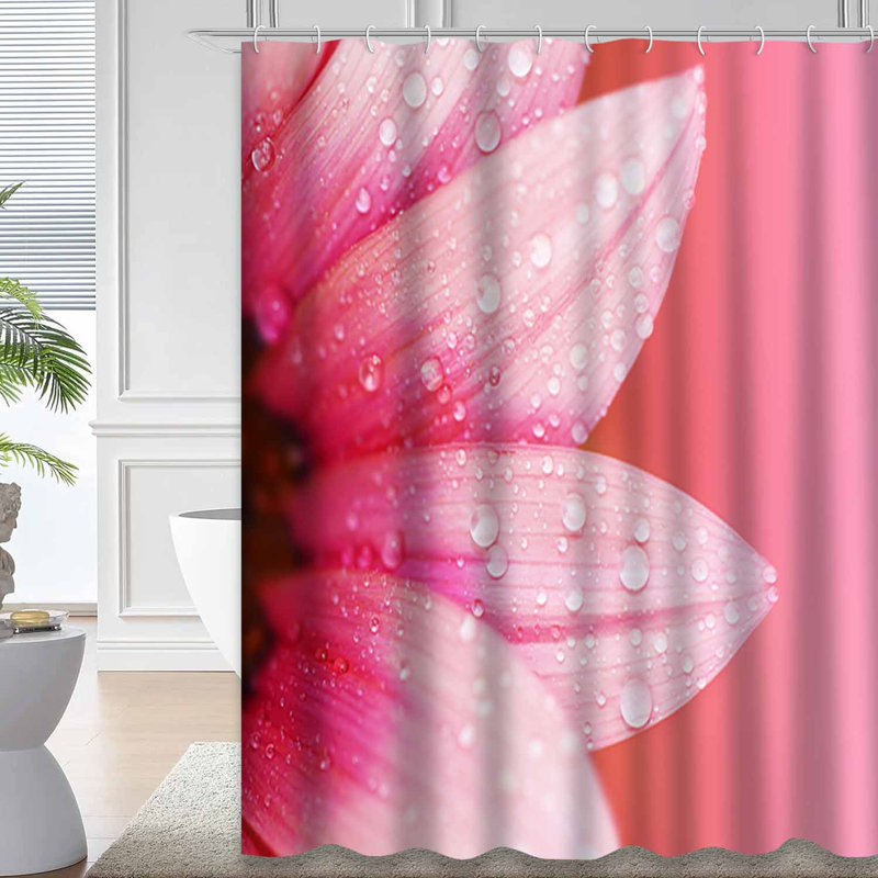 Rideau de douche rose imperméable, rideaux de douche pour la salle de bain avec 12 crochets, 72" L x 84" W
