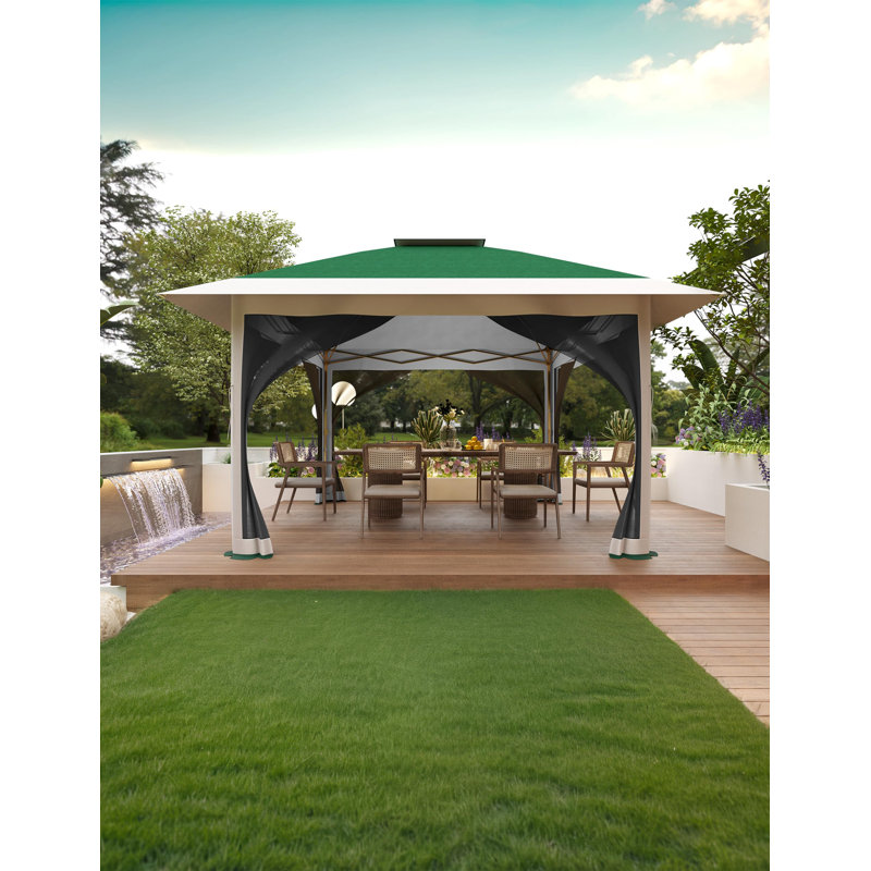 12 x 12 FT Outdoor Gazebo,Heavy Duty Double Roof Patio Gazebo with Netting and Curtains,Outdoor Patio Canopy for Deck Backyard Garden Lawns