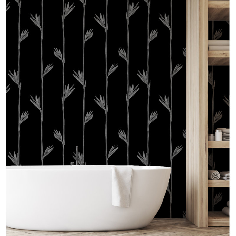 Yuki Osada Floral Wallpaper Double Roll, White/Black