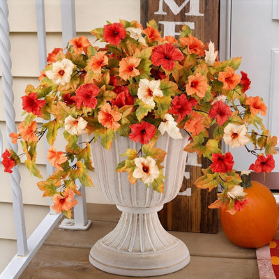 Artificial Fall Flowers Fake Petunias Plants for Outdoor Decoration Silk Faux Flowers UV Resistant No Fade Plants for Garden Balcony Yard Porch Decor