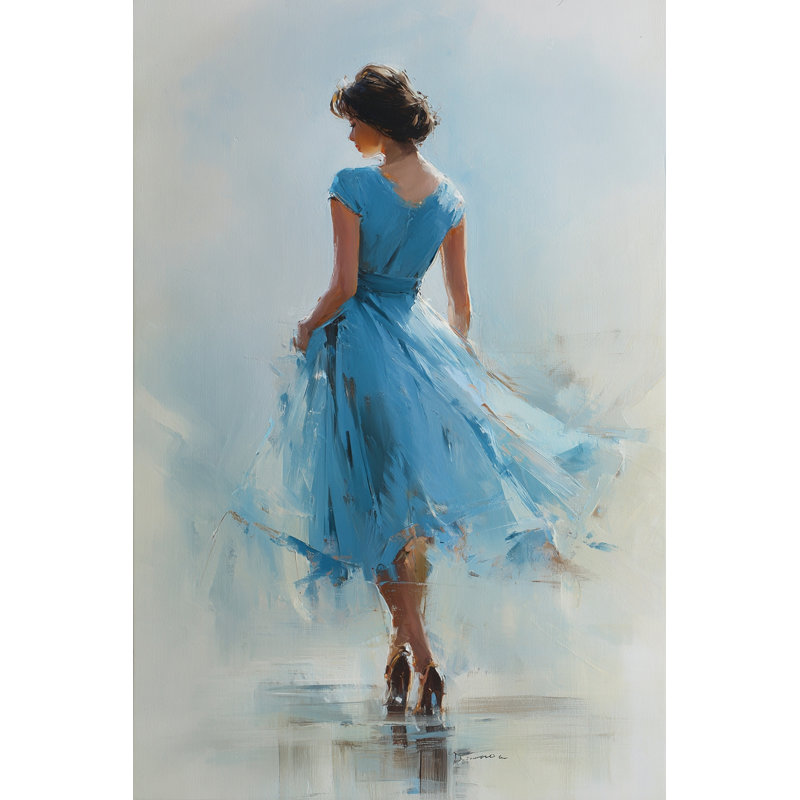 Art mural doux sur toile tendue avec valse bleue, H 16 po x l 12 po x P 1 po