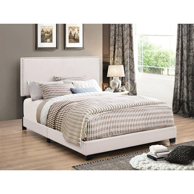 Lit simple avec revêtement en tissu et structure stable transitionnelle de forme rectangulaire