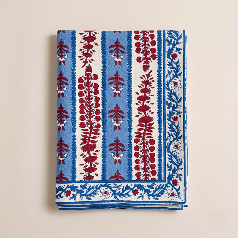 Charlemont Provence Table Runner, 16" L x 90" W, Blue/Red