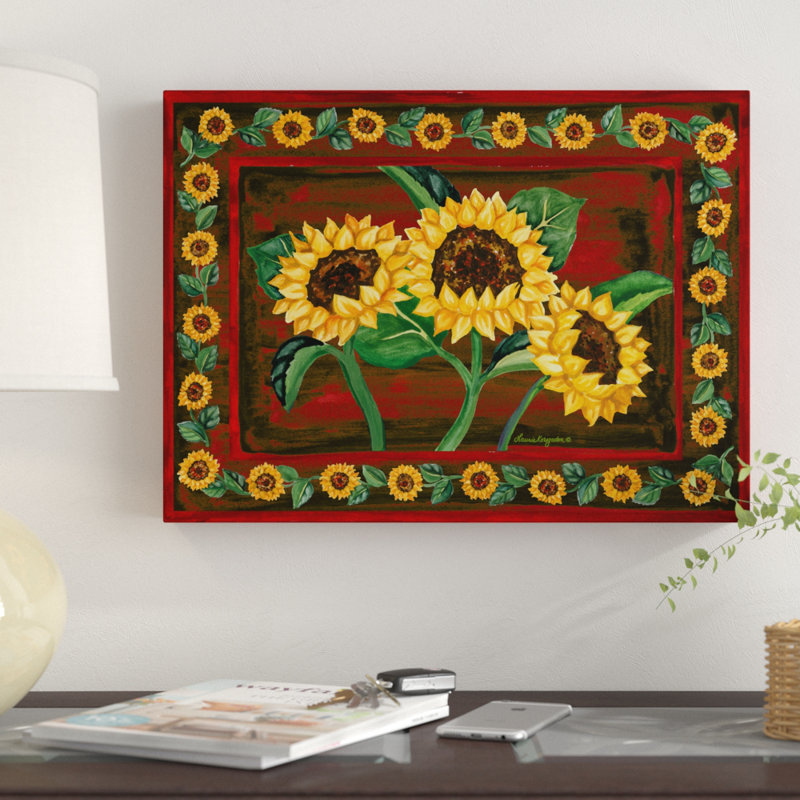 « du tournesol », reproduction de peinture à l’acrylique sur toile tendue, H 14 po x l 19 po x P 2 po