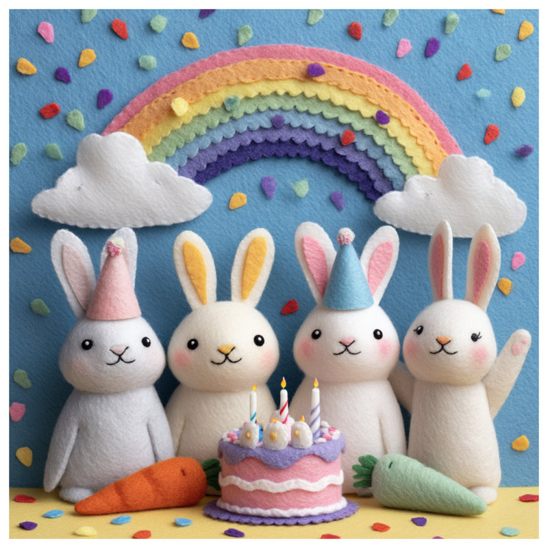 Rideaux de fenêtre Felt Bunny Birthday Party, Transparent, 50 po x 80 po - 1 panneau