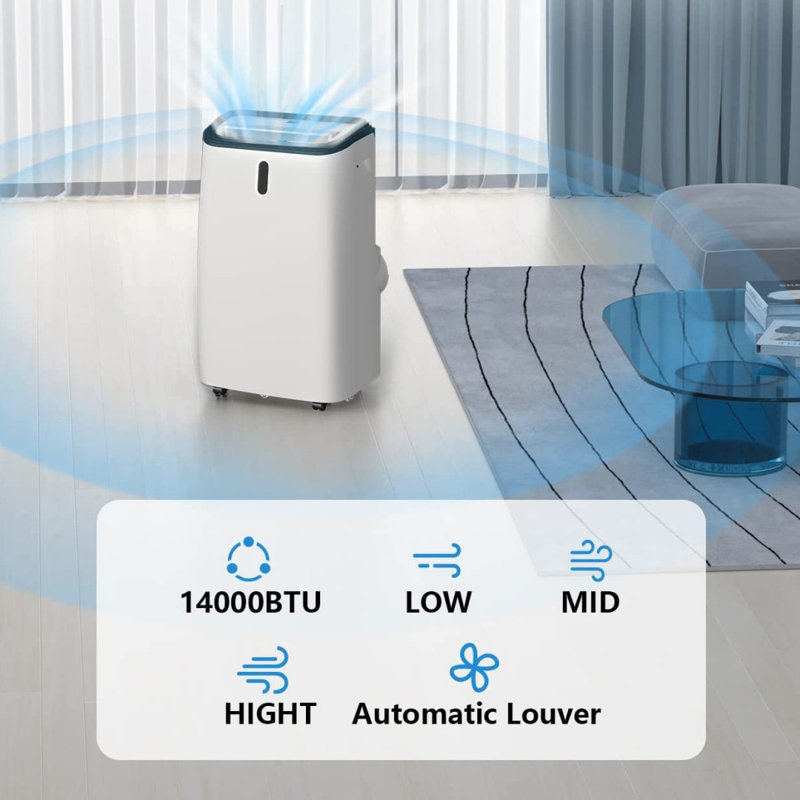 12,000 BTU Portable Air Conditioner Powerful 4-in-1 Cooling Fan Dehumidifier for Rooms up to 550 sq.ft with Sleep Mode 24H Timer Auto Louve