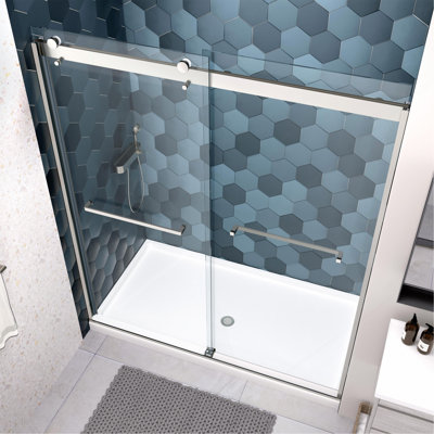 Bypass shower door, sliding door, with 5/16" tempered glass and Polished Chrome finish 6074