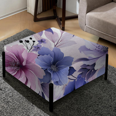 Exquisite Purple Beauty Floral Pattern - Floral Large Square Ottoman