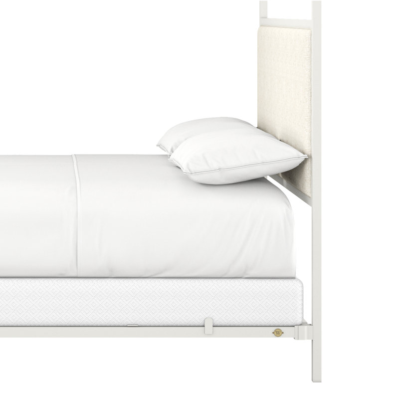 340 Modern Classic Canopy Bed | Complete Canopy, Matte White, Queen